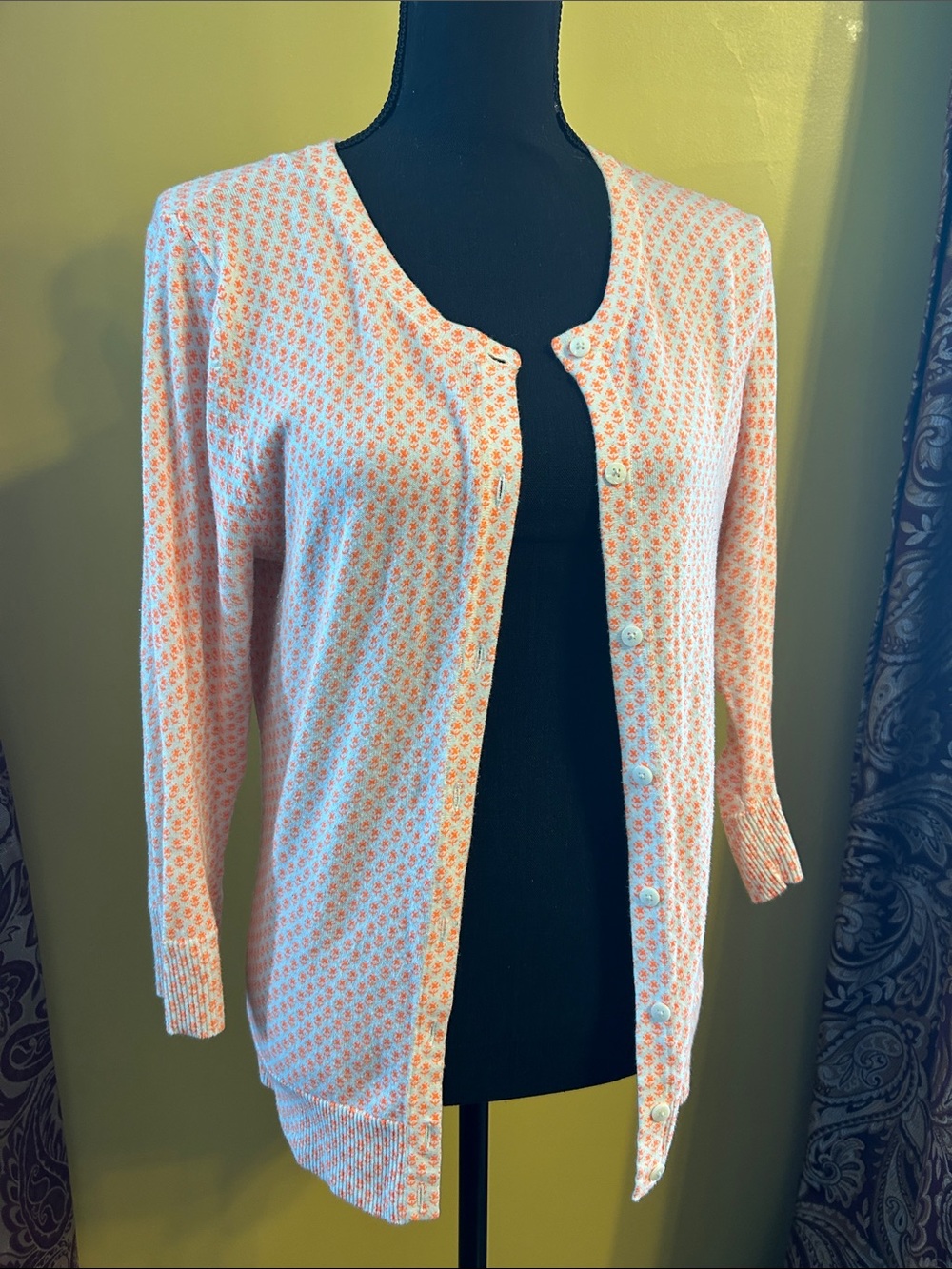 Merona Pink and White Patterned Cardigan Sweater